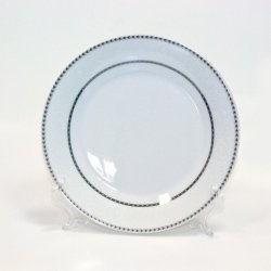 Тарелка керамическая белая с серебряным ободком и узором 200мм