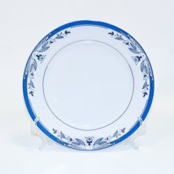 Тарелка керамическая белая с орнаментом синие цветы 200мм